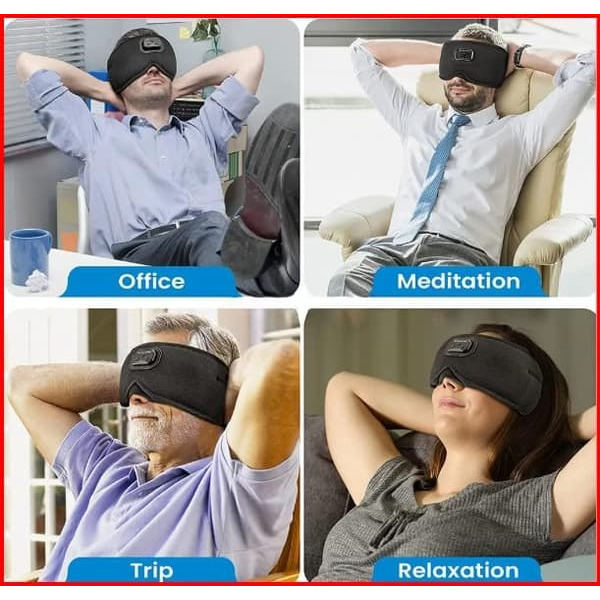 3D Sömnmask Bluetooth Sovhörlurar Svart