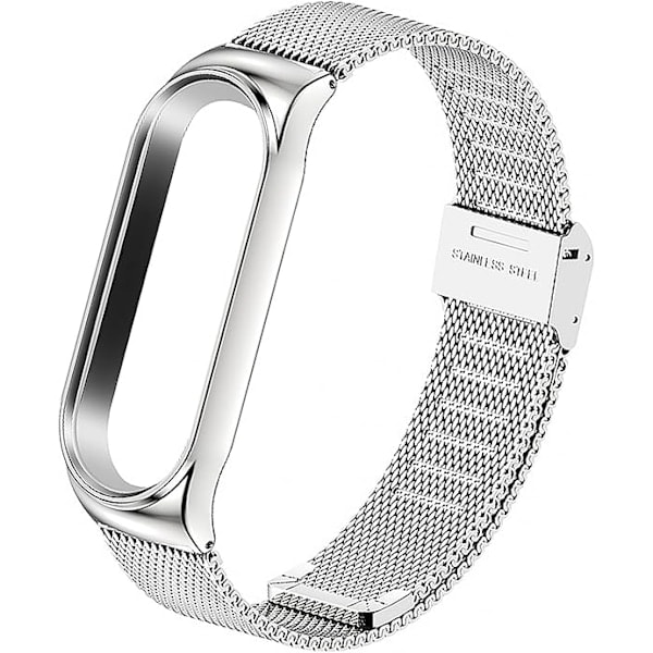 [NT] Rem til Xiaomi Mi Band 6/Mi Band 5/Mi Band 4/Mi Band 3, 1 stk. justerbart sportsarmbånd i rustfrit stål, sølv