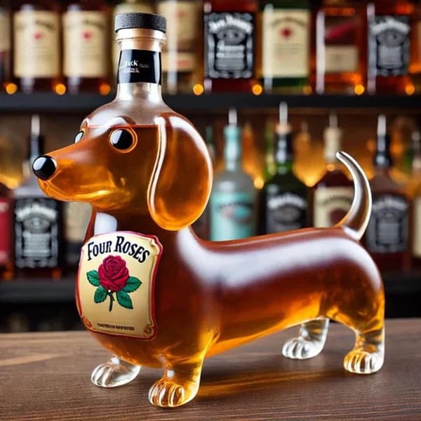 Glasflaske til whisky - Designet som en charmerende gravhund E