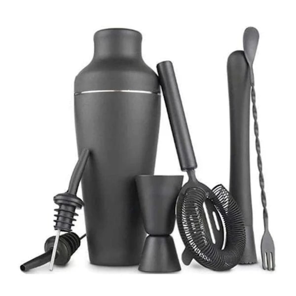 Cocktail Shaker Sæt - Mat Sort - Rustfrit Stål