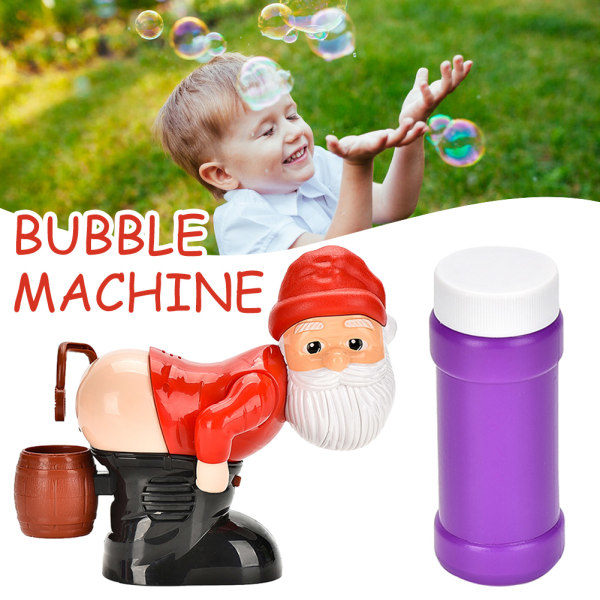 [NT] Jul Rolig Tomte Elektrisk Bubbelmaskin Leksak Bärbar Stor Kapacitet Bubbelblåsare för Pojke Flicka 1st