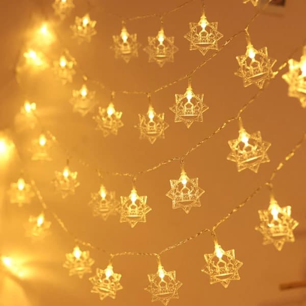 1,5m 10 LED Måne Stjerne Slott Lys Eid Mubarak Ramadan Måne