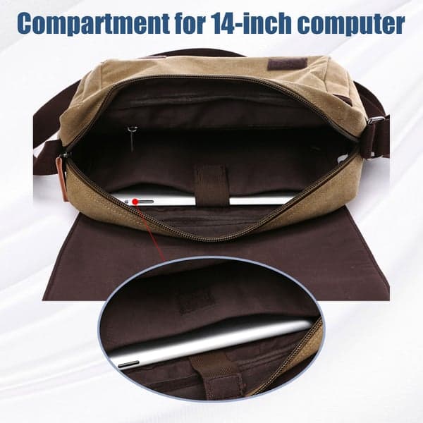 Messenger bag Crossbody-veske i canvas og lær, mørkeblå