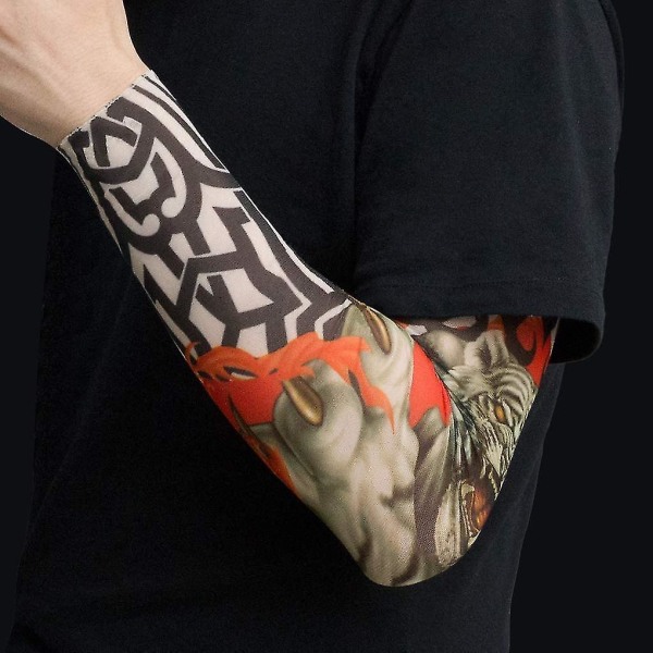 6 st Mode Nylon Fake Tillfälliga Tatueringsärmar Armstrumpor Halloween Tatuering Mjuk För Män Kvinnor