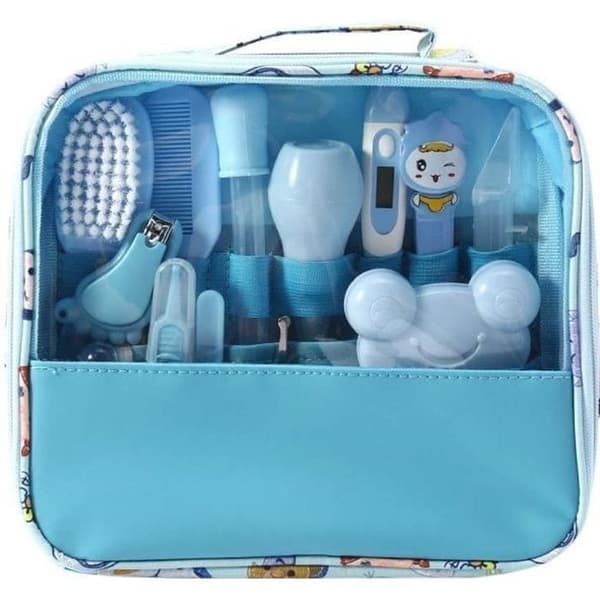 {NT}13 st/set Nyfödd baby Barn Nagelklippare Hårvård Termometer Grooming Brush Kit (blå)