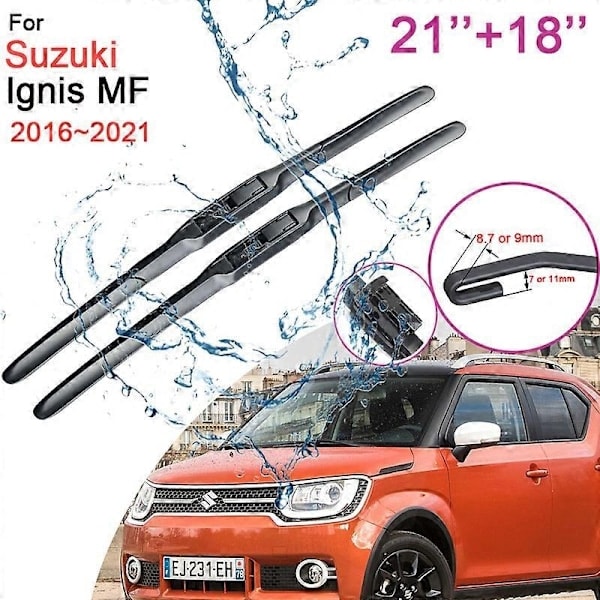 Bil Viskerblade Kompatible med Suzuki Ignis MF, Ramløse Gummi Sneskrabningstilbehør, 2016 2017 2018 2019 2020 2021-WELLNGS/NT/