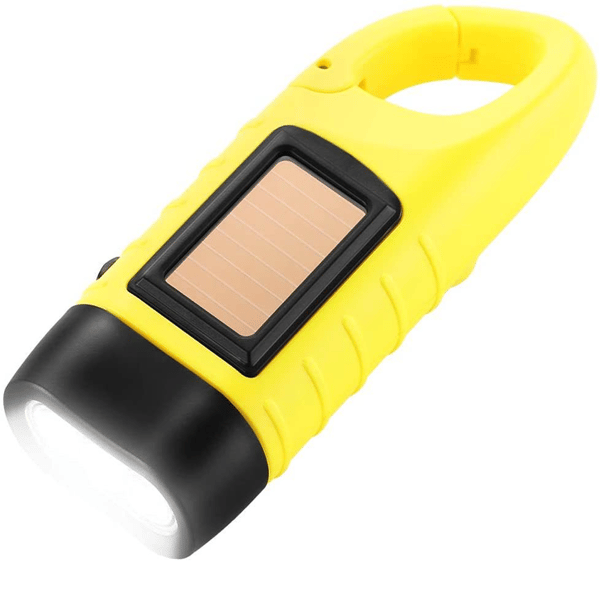 (Yellow) Hand Crank Flashlights, Solar Powered Rechargeable L, ZQKLA