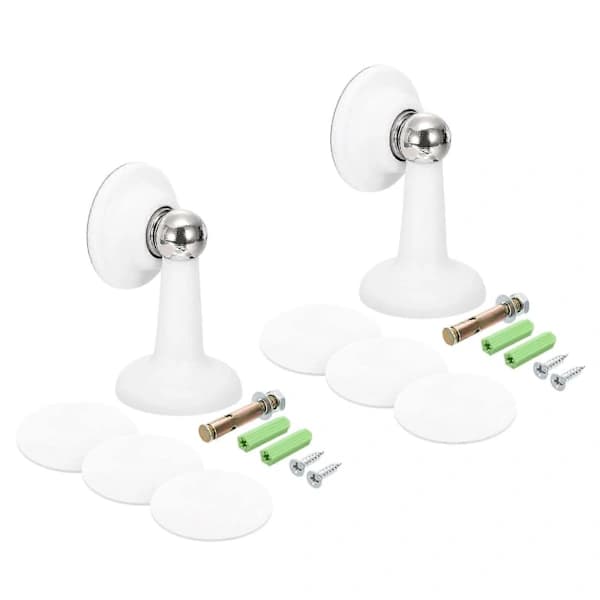Magnetiskt dörrstopp set, 2-pack vit golvmontering och väggmontering dörrhållare med starka magneter