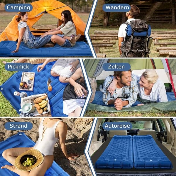 Inflatable Sleeping Pad for Camping and Hiking Blue