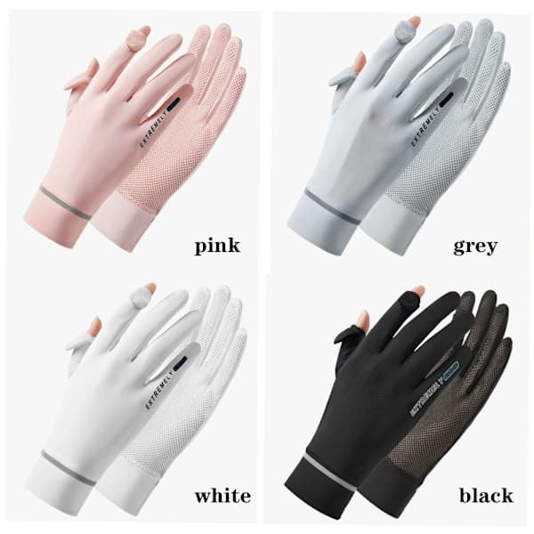 Ice Silk Handsker Anti-UV Handsker SVART sort