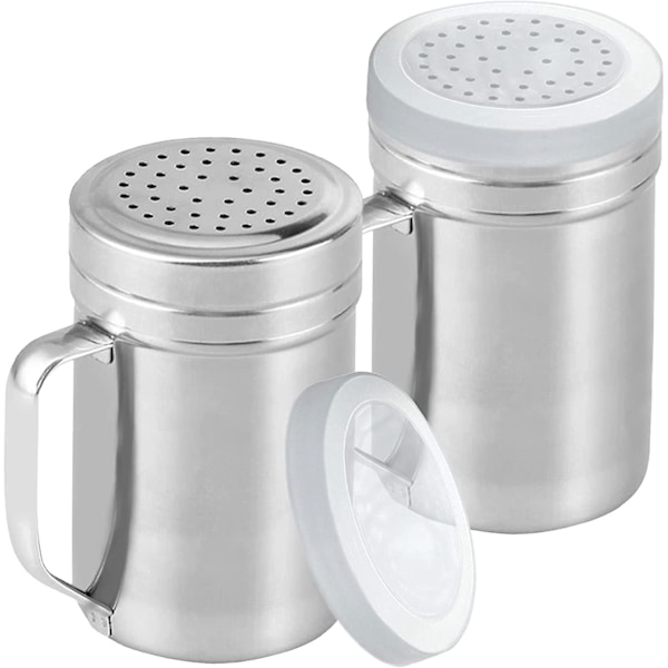 Stora Salt- och Pepparkvarnar i Metall - Med Handtag - Kryddkvarnar Med Hål Och Lock - 400 ml, 2-pack