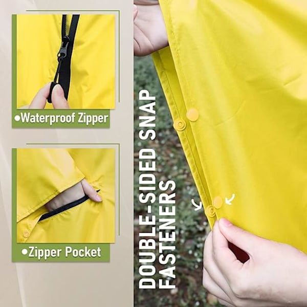 Multifunksjonell Regnkappe med Hette Gul Yellow