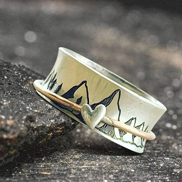 Fortsätt klättra Sølv Ring Hjerte Spinner Ring NO.8 No.8