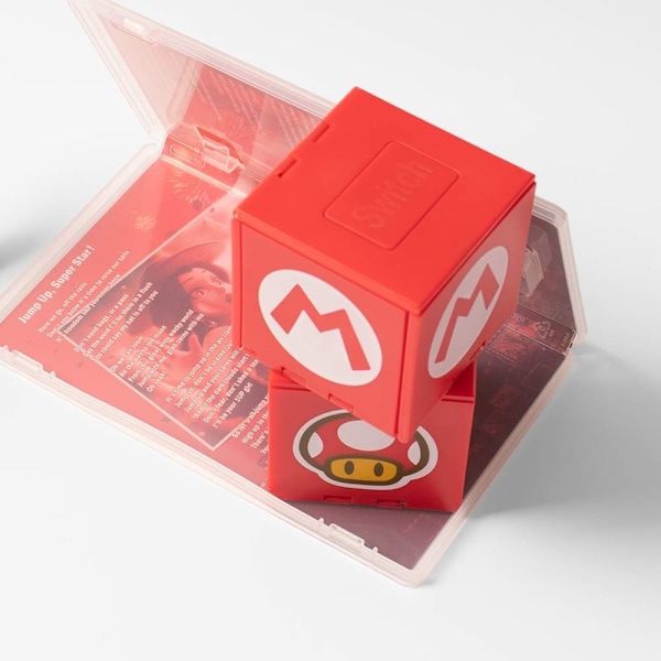 1 Pakke Switch-spillkortetui, spillkortholder for Nintendo Switch-spill med 16 kortspor, morsom gave til barn (Mario RØD)