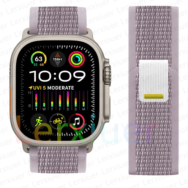 Trail Loop-armband för Apple Watch Ultra 2, 49 mm, 44 mm, 45 mm, 40 mm, 41 mm, 38 mm, 42 mm, 45 44 mm armband iWatch serie 8 9 7 6 5 3 se, rök lila rök lila/NC/ 38 40 41mm smoke purple