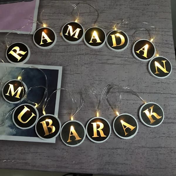 2m 10 LED Eid Mubarak LED-lyslenke Ramadan Lykt 10 10