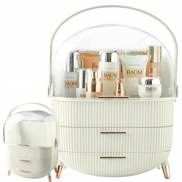Large and Luxurious Cosmetic Organizer with Drawers Ecru