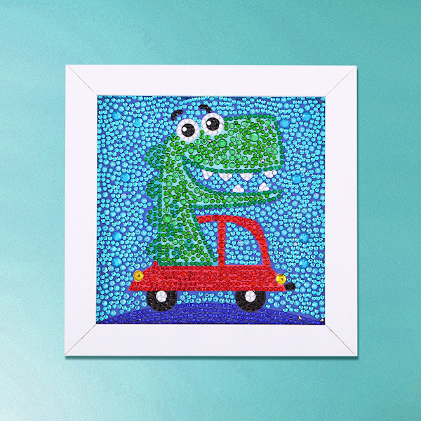 Pieniä ja yksinkertaisia DIY 5D timanttimaalaussettejä kehyksellä aloittelijoille Driver Dinosaur