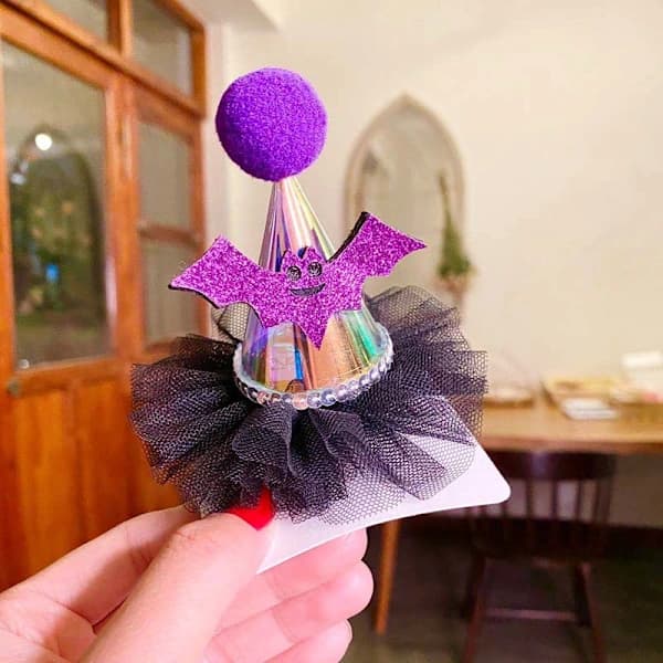 4 stk. Halloween Hårnåle med Hat Glitter Blonde Græskar Spøgelse Ba