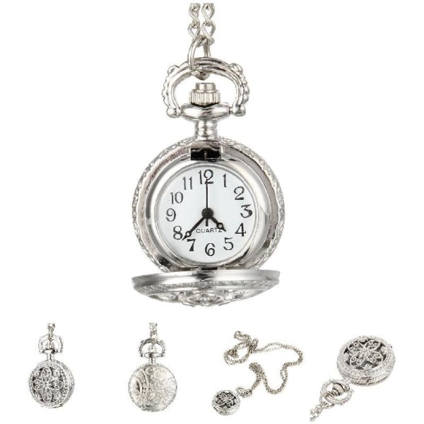 [NT] Mode Vintage Kvinnor Kvarts Fickur Klocka Ihåliga Blommor Dam Tjej Tröja Kedja Halsband Hänge Klocka Gåvor