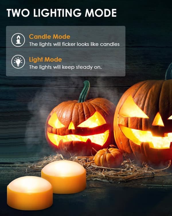 Halloween LED Pumpaljus 2-pack med fjärrkontroll och timer, batteridrivna
