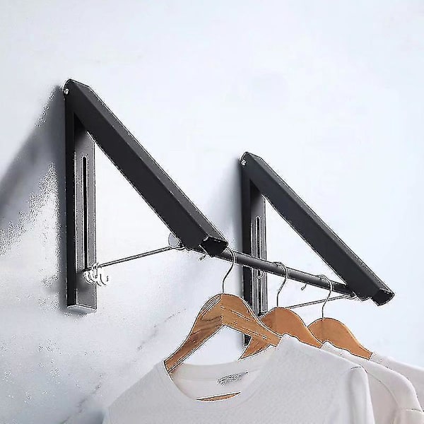 2-pack Extendable Wardrobe Rod - Wall Mounted Clothes Rack - Black