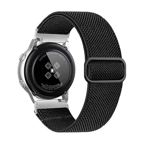 Universelt Justerbart & Elastisk Nylon Urarmbånd - 20mm Sort Sort