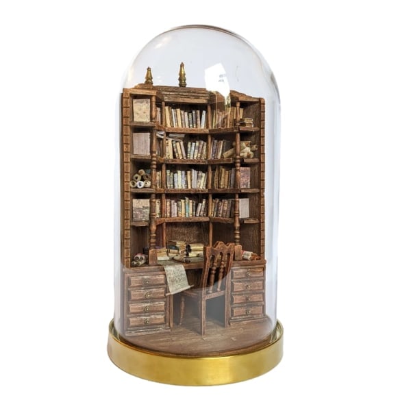 [NT] The Bay Library Miniatur bogreol ornament Charmerende dekorativ model gaver til bogelskere Bogkasser