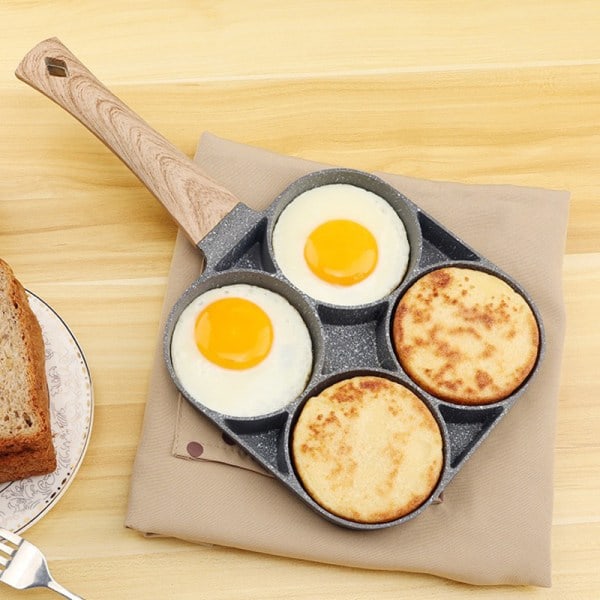 [NT] 4-kopps äggpanna med non-stick aluminiumbeläggning, äggpanna, pannkakspanna, multi-panna för stekning av ägg och hamburgare
