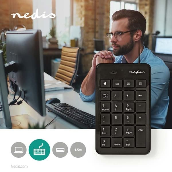 Trådbundet tangentbord | USB-A | Kontor | Enhands | Numerisk | Numeriskt tangentbord_NN