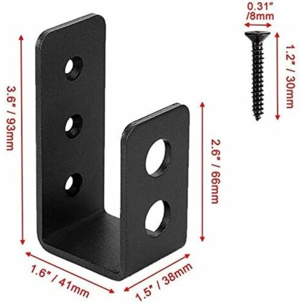 2-pack Kraftiga dörrhållare i stål för 2x4 dörr, U/NC-formad säkerhetsstång