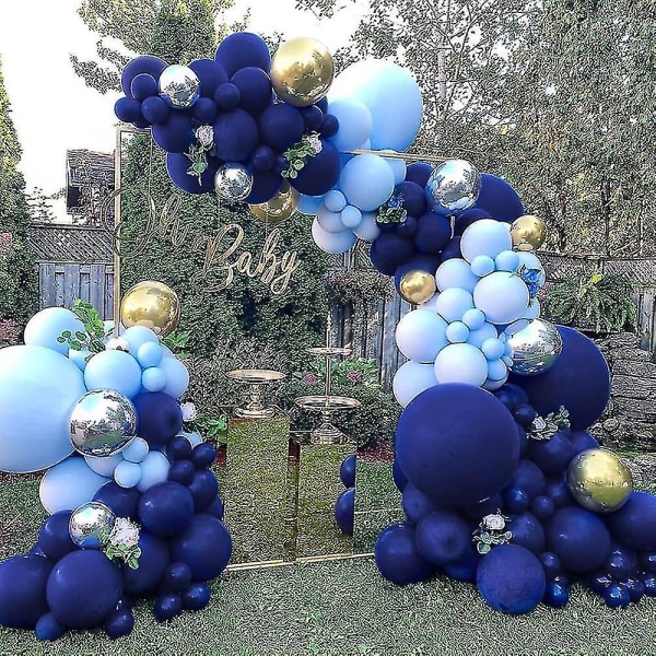 Ballongbågssats, 146 st Marinblå ballonger Macaron blå ballonger ballonggirlandersats blå ballongbåge festballonger latex
