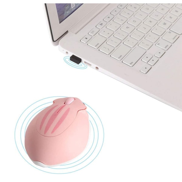 Trådlös mus i hamsterform tyst med USB mottagare för barn Pink