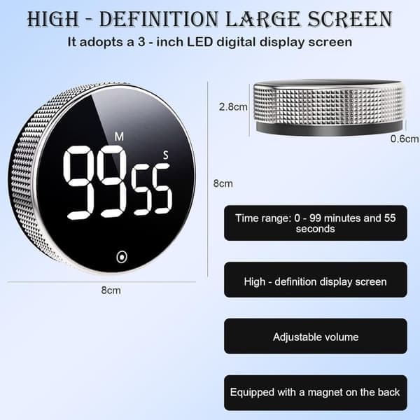Digital Timer med Magnet & LED-display - Kjøkkentimer