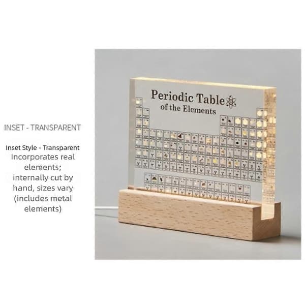 Periodisk tabell med 83 ekte elementer, USB-lysbase, vitenskapsgave til klasserommet