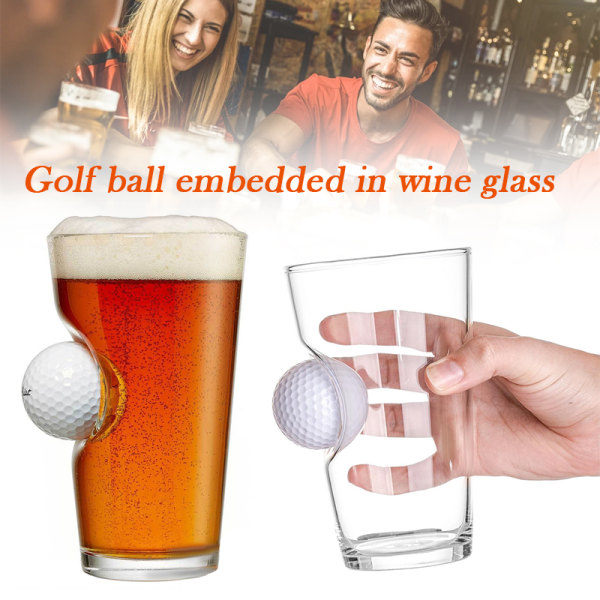 [NT] Ölglas med äkta golfboll inbäddad, kreativt vinglas för hemmabaren, perfekta farsdagspresenter