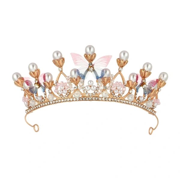 Prinsessekrone for jenter, bursdagskrone med krystaller