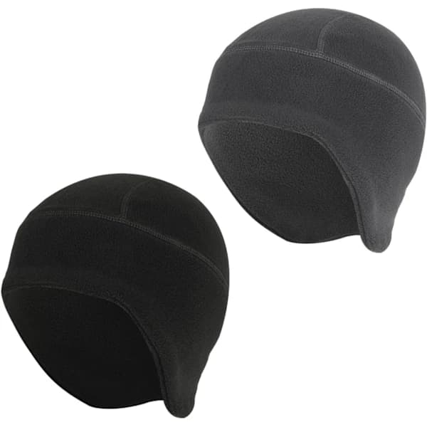 2-pack Varm Cykelmössa för Utomhusbruk, Fleece Öronmuffar, Vindtät och Köldtålig Innerfoder (1 Svart + 1 Grå)