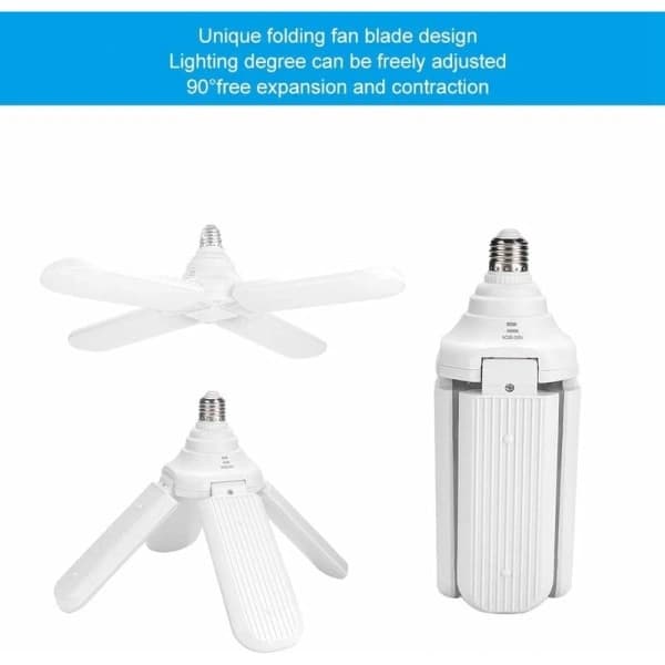 NA/LED Loftlampe, 60W E27 AC95-265V Fire Super Lyse LED Loftlamper, Foldbar Viftelampe