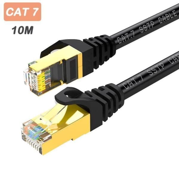 {NT} Cat7 Ethernet-kabel skjermet høyhastighets RJ45 flat nettverkskabel 10Gbps 600MHz 8P8C Kompatibel med modemruter (10M)