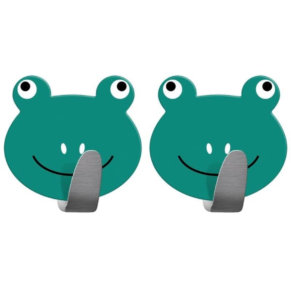 Tatkraft, Frogs - Adhesive Hooks, 2-pack Grön green