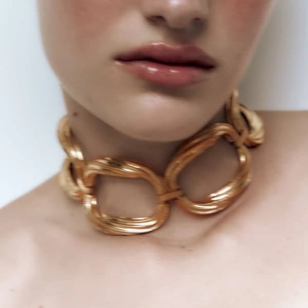 Chokers Halskæde Sele Halskæde Kæde GULD guld