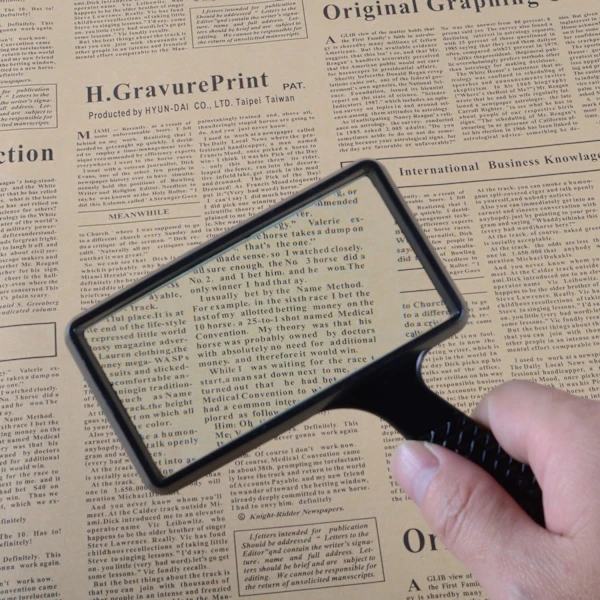 /NN/Rektangulær leseforstørrelsesglass, 10x forstørrelse
