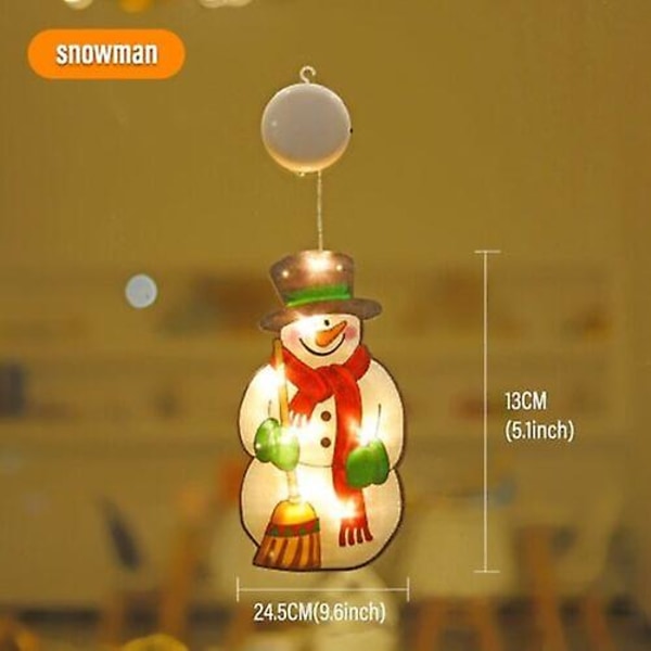 Jul Fönster Hängande Led Light Xmas Ornament Sugkopp Batteri Heminredning Snowman