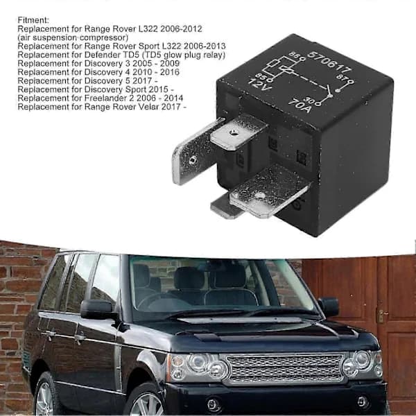 Luftaffjedringspumpe Kompressorrelæ 12W 70A LR023964 til Range Rover L322 2006 til 2012