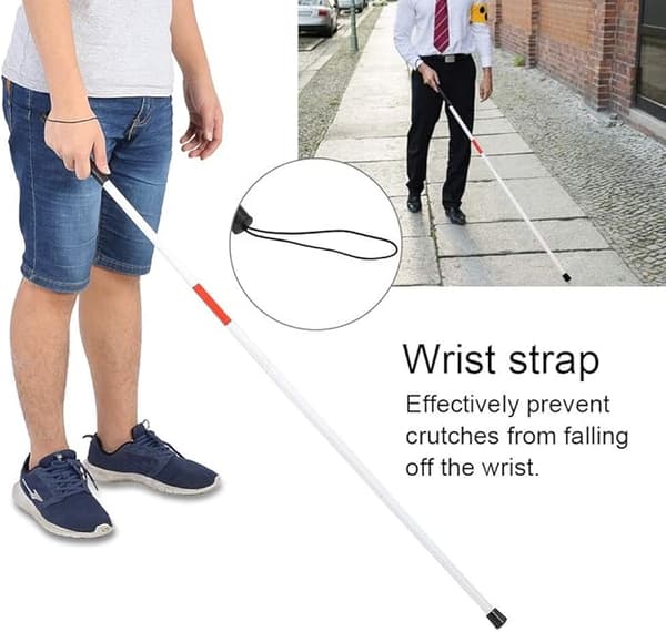Foldbar stok til blinde - Stokke Lang foldbar hvid stok