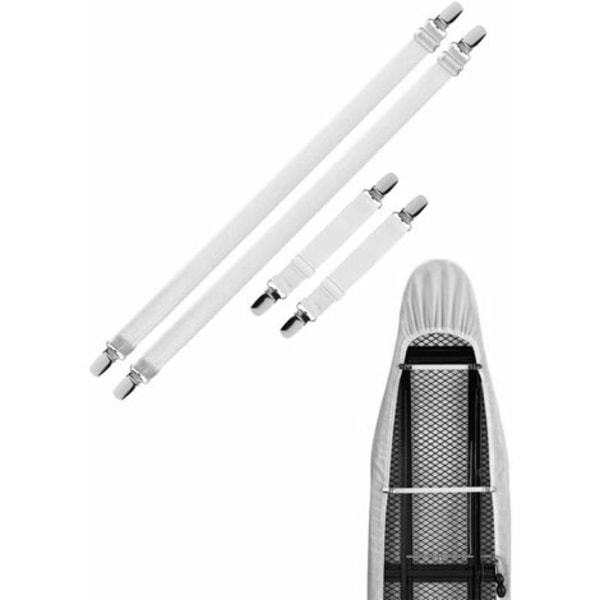 Elastisk lakenholder, justerbar stroppefeste for laken, sofa, strykebretttrekk (Hvit, pakke med 4)/NC/