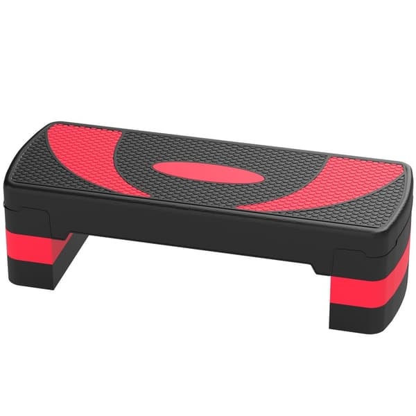 Steppebænk aerobic stepper højdejusterbar med 3 niveauer (10/15/20 cm) fitness motionscykel til indendørs udendørs lastkapacitet op til 150 kg rød_NN