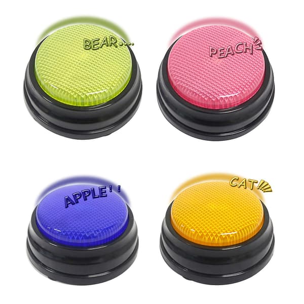 Recordable Talking Button with LED Function Learning Resources Buzzers Pink