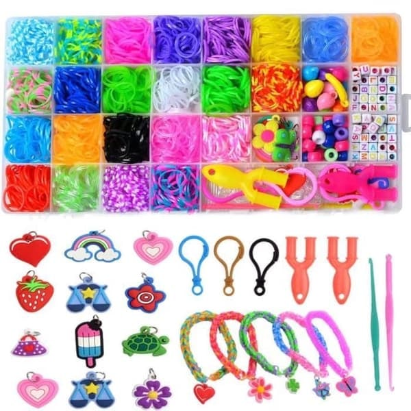 {NT}1500 stk Elastisk armbåndsett, 32 rutenett DIY elastisk vevbåndsett